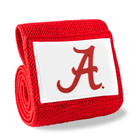Red elastic bandage with a white label featuring a red 'A' logo on a white background