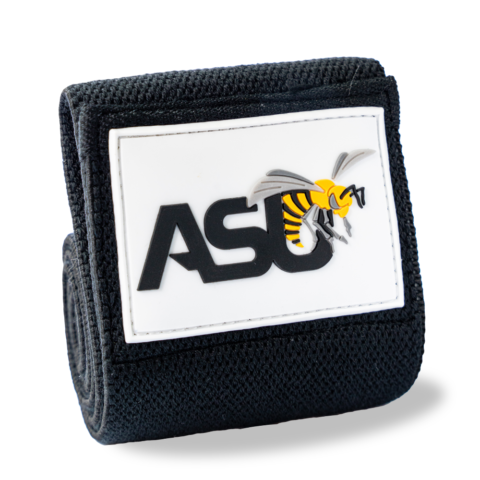 Black band with a logo featuring 'ASU' and a bee on a white background