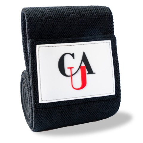 Black band with a logo on a white background