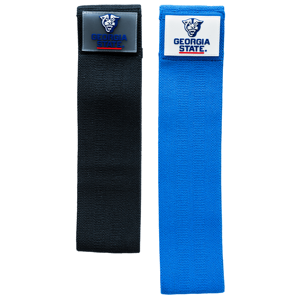 Black and blue bands with Georgia State logo on a transparent background